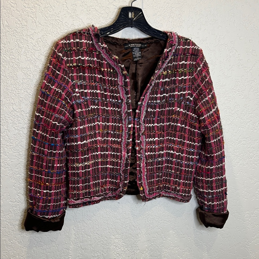Vintage Rampage Brown and Pink Tweed Jacket